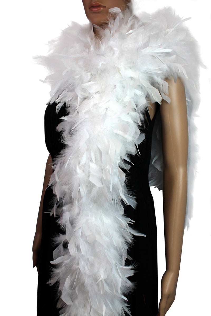 Flydreamfeathers 100 Gram 2 Yard Long Chandelle Feather Boa over 10 Colors, Great for Party, Wedding, Costume (White) - Image 2